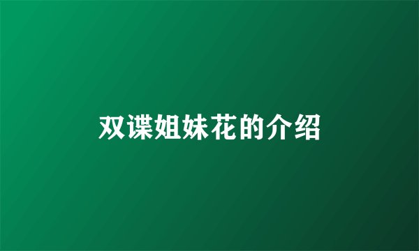 双谍姐妹花的介绍