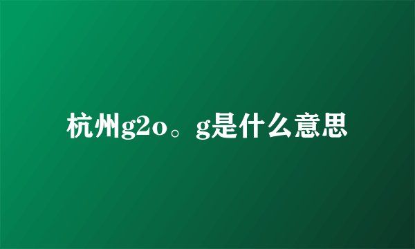 杭州g2o。g是什么意思