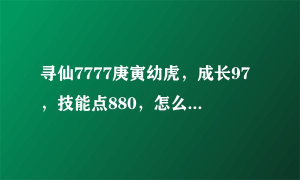 寻仙7777庚寅幼虎，成长97，技能点880，怎么学技能，我是掌电