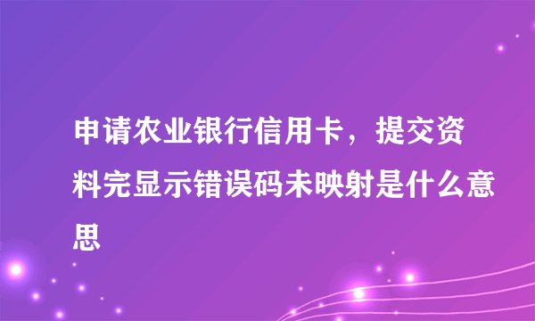 申请农业银行信用卡，提交资料完显示错误码未映射是什么意思