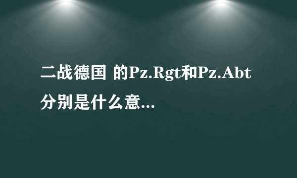 二战德国 的Pz.Rgt和Pz.Abt分别是什么意思？还有其他类似代号吗？此代号前加s.Pz.xxx是什么意思啊？