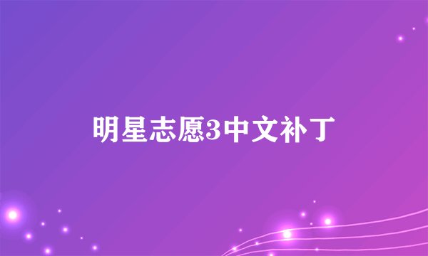 明星志愿3中文补丁