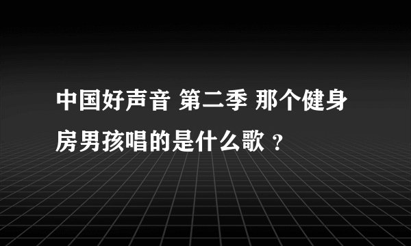 中国好声音 第二季 那个健身房男孩唱的是什么歌 ？