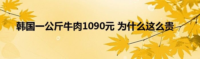 韩国一公斤牛肉1090元为什么这么贵