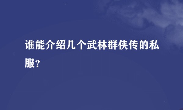 谁能介绍几个武林群侠传的私服？