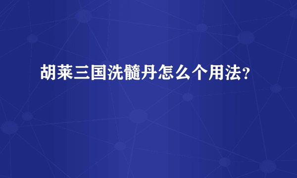 胡莱三国洗髓丹怎么个用法？