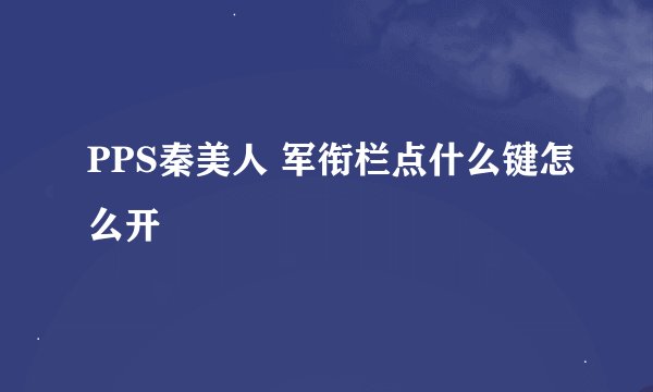 PPS秦美人 军衔栏点什么键怎么开