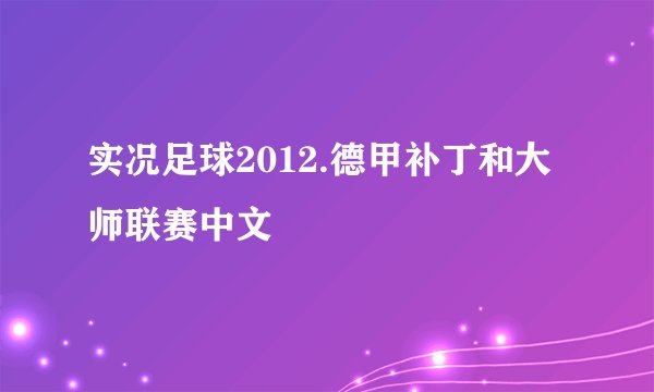 实况足球2012.德甲补丁和大师联赛中文