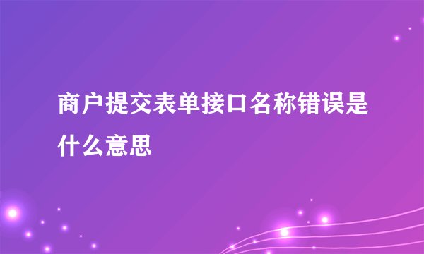 商户提交表单接口名称错误是什么意思