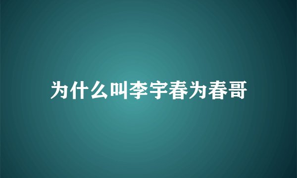 为什么叫李宇春为春哥