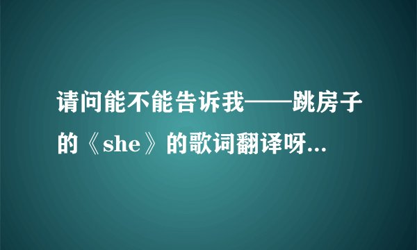 请问能不能告诉我——跳房子的《she》的歌词翻译呀？十分感谢`！