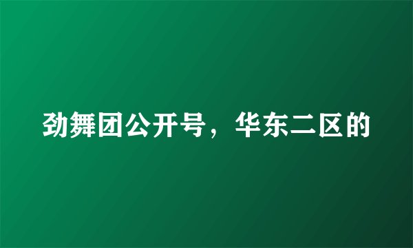 劲舞团公开号，华东二区的