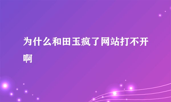 为什么和田玉疯了网站打不开啊