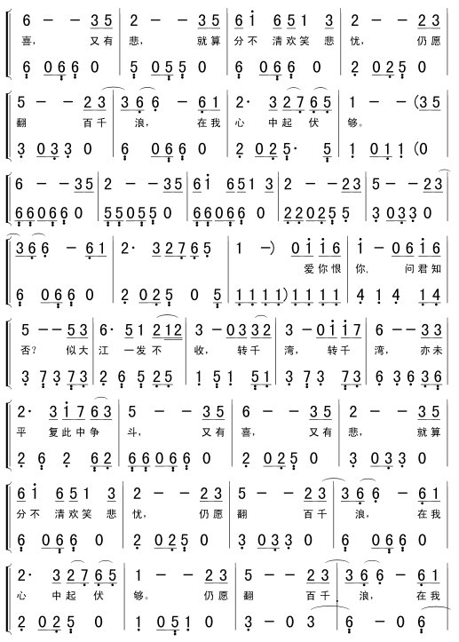 上海滩电子琴简谱