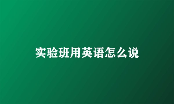实验班用英语怎么说