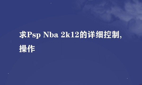 求Psp Nba 2k12的详细控制,操作