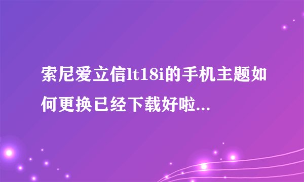 索尼爱立信lt18i的手机主题如何更换已经下载好啦已经在应用里面啦