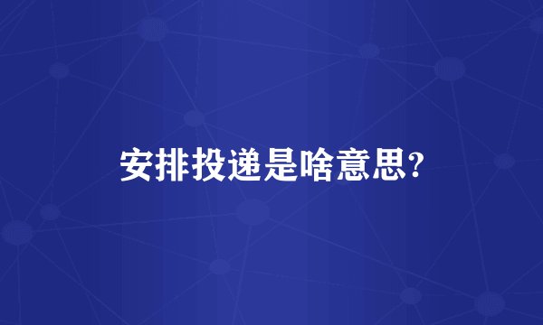安排投递是啥意思?