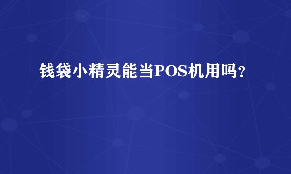 钱袋小精灵能当POS机用吗？