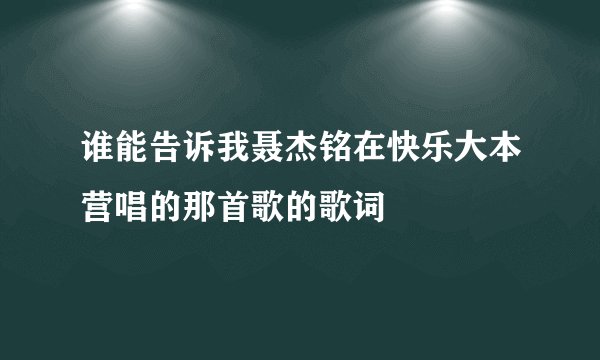 谁能告诉我聂杰铭在快乐大本营唱的那首歌的歌词