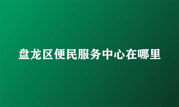 盘龙区便民服务中心在哪里