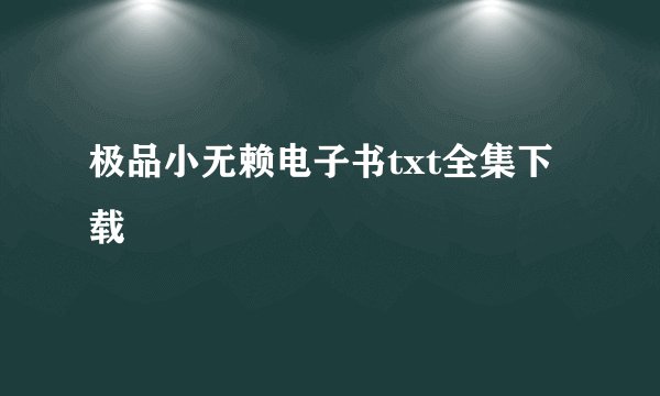 极品小无赖电子书txt全集下载
