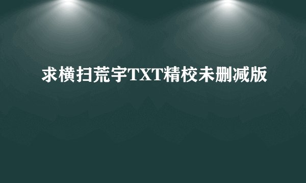 求横扫荒宇TXT精校未删减版