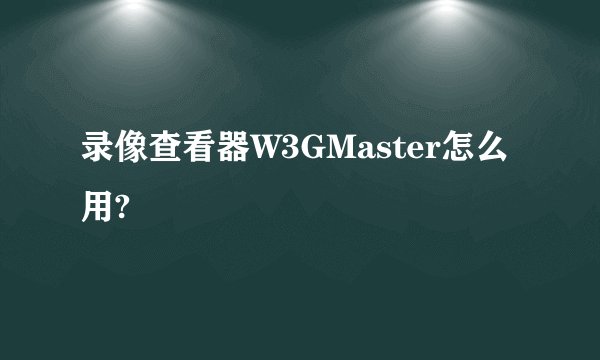 录像查看器W3GMaster怎么用?
