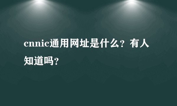 cnnic通用网址是什么？有人知道吗？