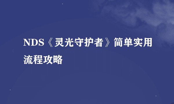 NDS《灵光守护者》简单实用流程攻略