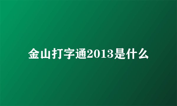 金山打字通2013是什么