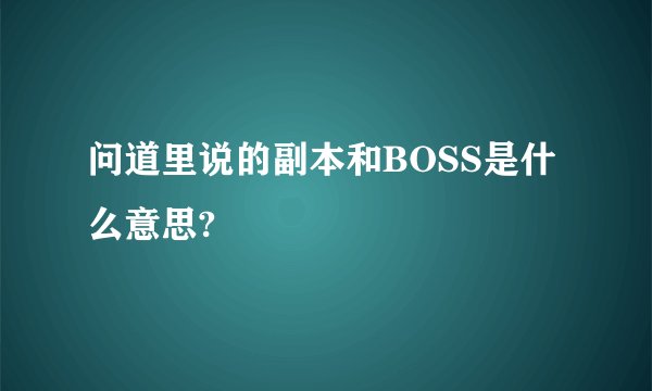 问道里说的副本和BOSS是什么意思?