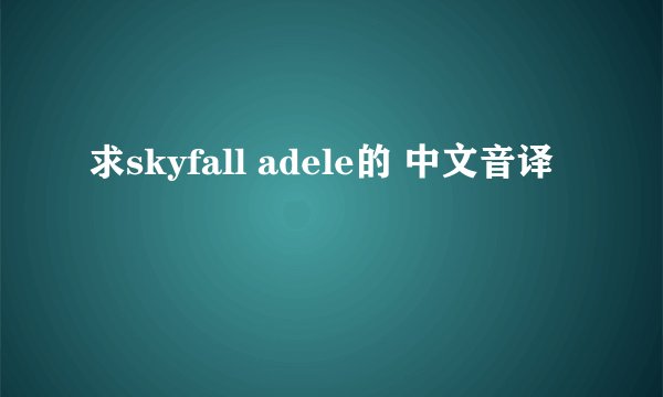 求skyfall adele的 中文音译