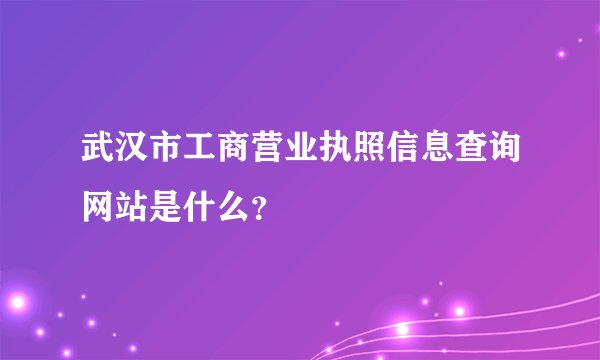 武汉市工商营业执照信息查询网站是什么?