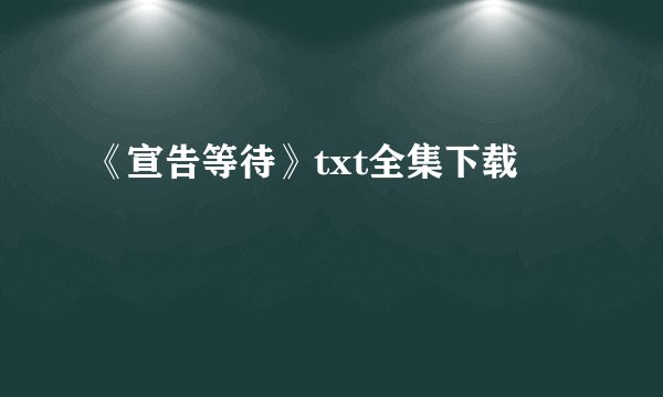 《宣告等待》txt全集下载