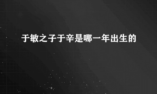 于敏之子于辛是哪一年出生的