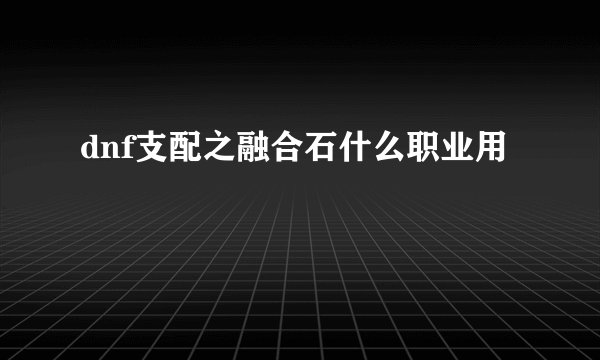 dnf支配之融合石什么职业用