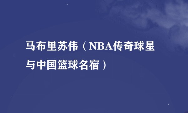 马布里苏伟（NBA传奇球星与中国篮球名宿）